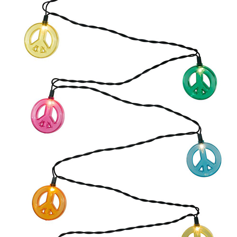 Kurt Adler Indoor/Outdoor UL 10-Light Peace Sign Light Set, 11.5ft