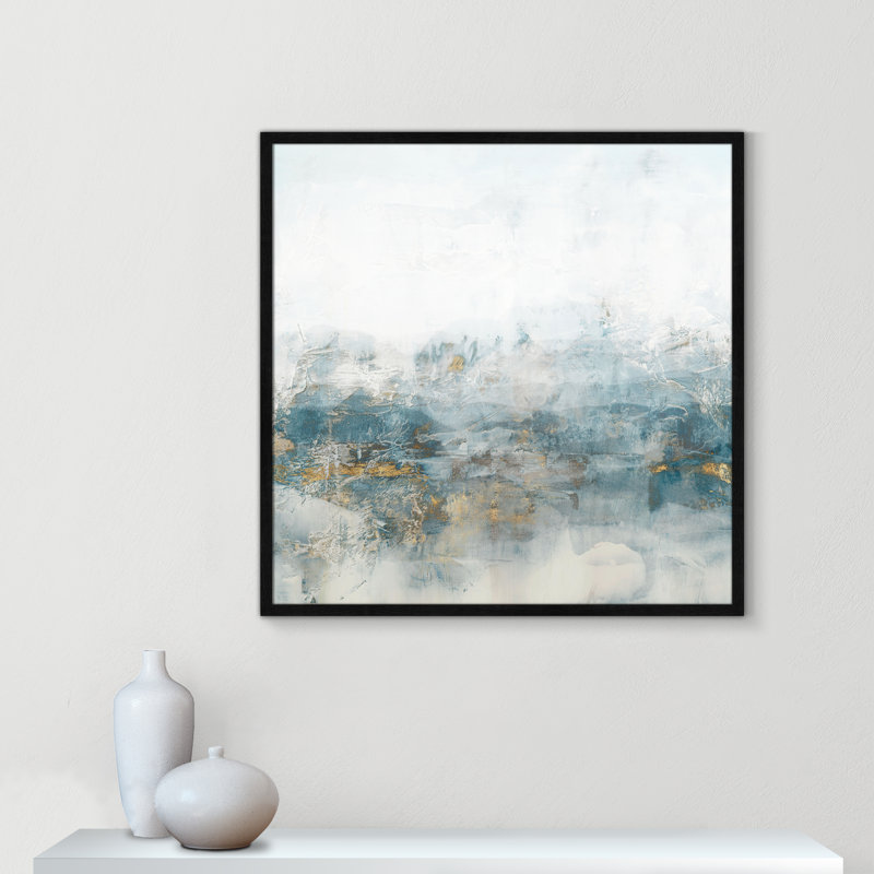 «Misty Blue - Square Version Print» par Casa Fine Arts, Pas de tapis, Papier avec cadre simple noir