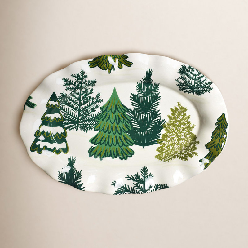Friendly Firs 15 Ruffle Oval Platter