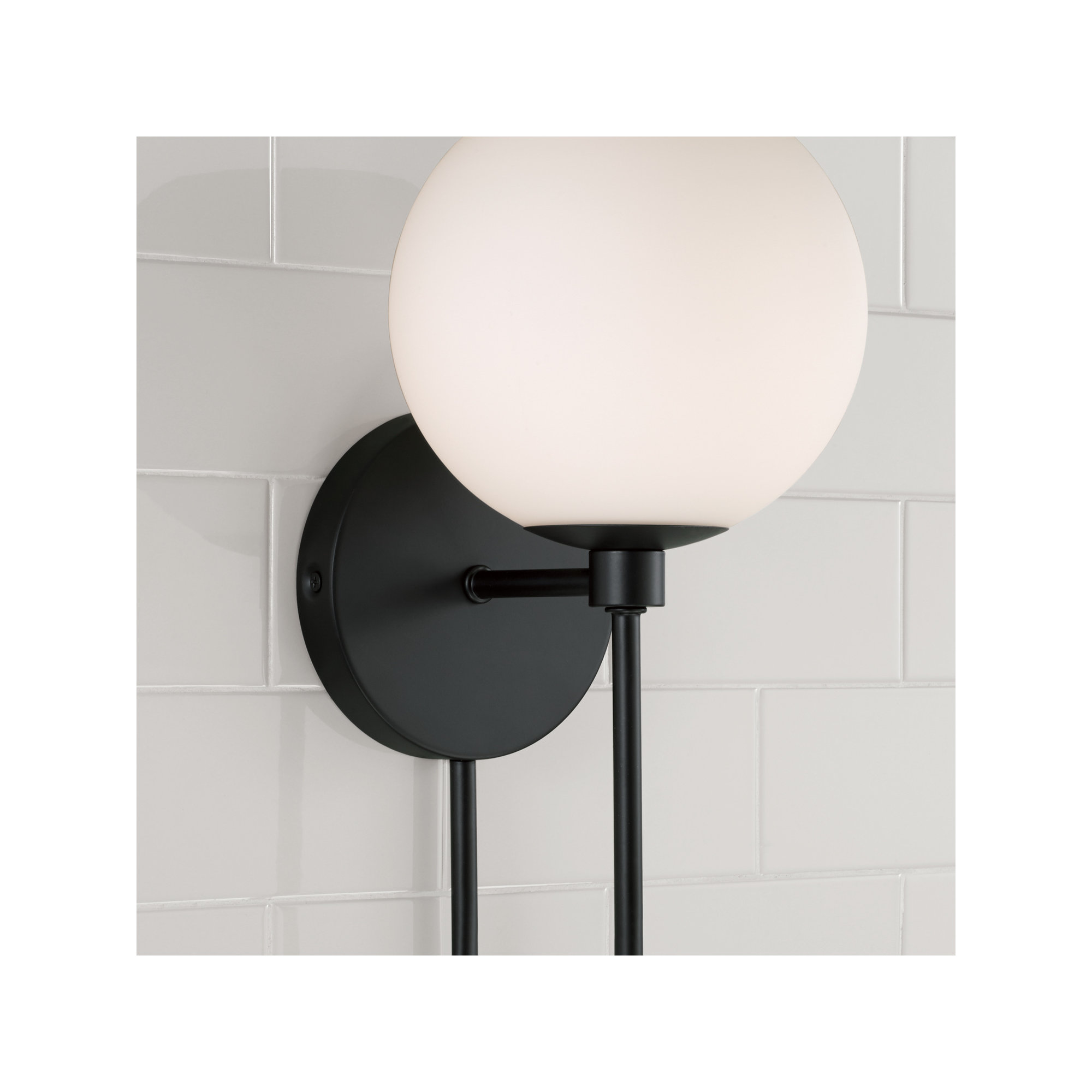Ansley Single Light Glass Dimmable Armed Sconce, Matte Black