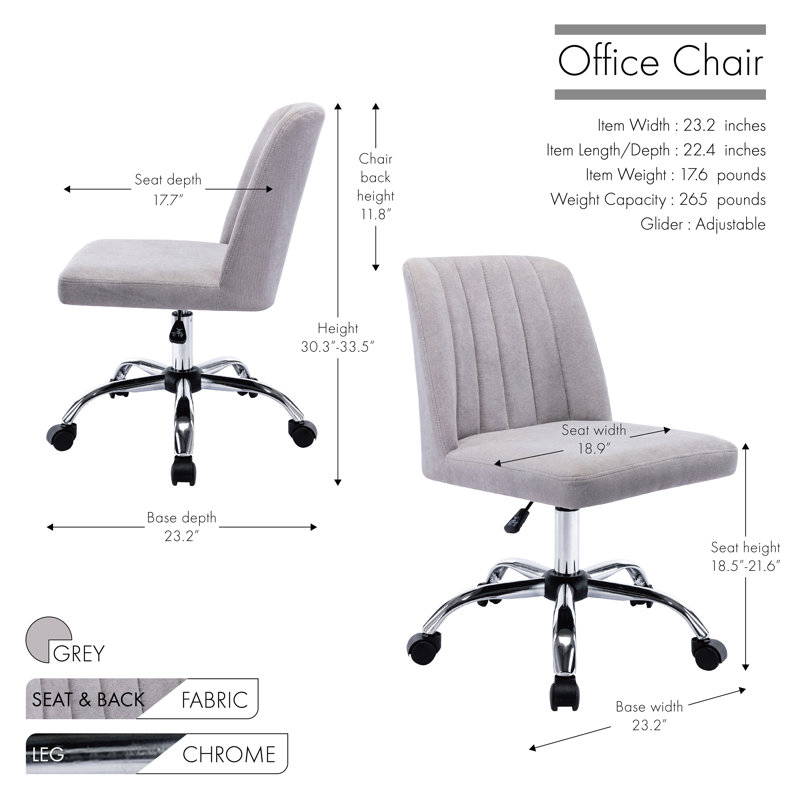 Nisa Fabric Office Chair with Chrome Base, Grey