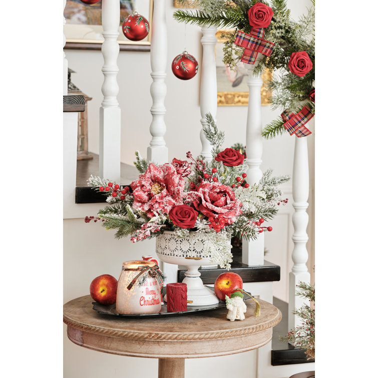 The Holiday Aisle® Christmas Snowy Faux Flowers with Icy Berry and DIY  Plants Picks for Home or Party Decór