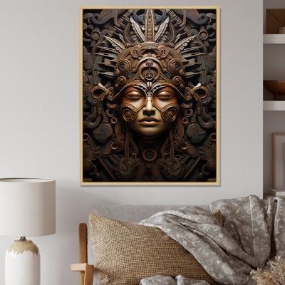 Masque aztèque antique sur toile