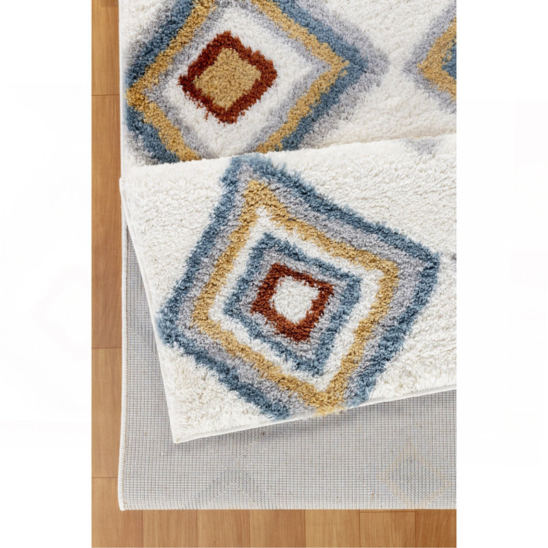 Ivory Shaggy Area Rug, Rectangle 7'10" x 9'10"