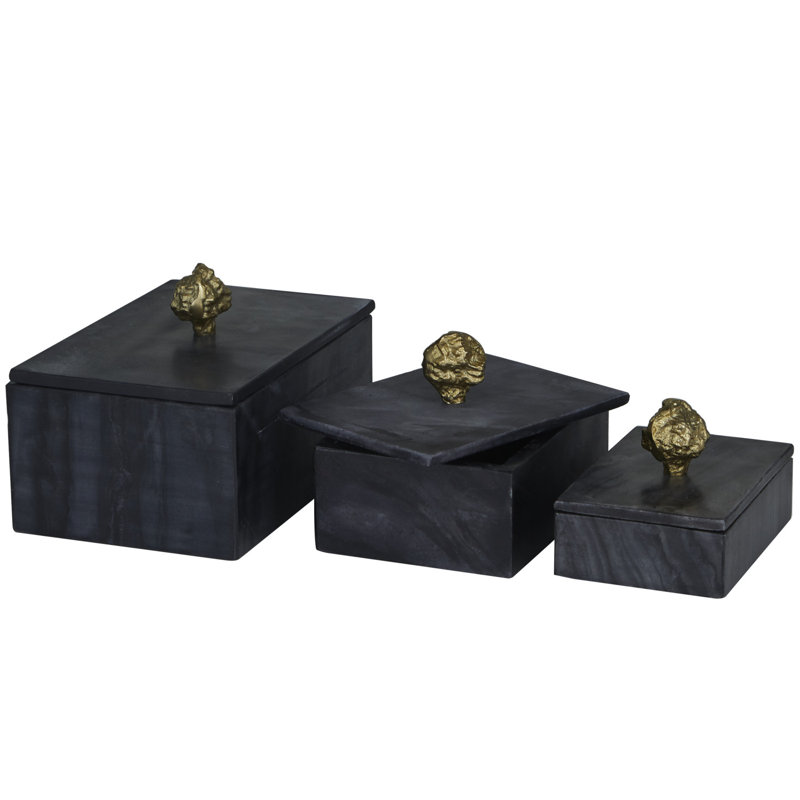 Boîtes Roder, Marbre, 6.15" H x 9.05" W x 18.85" D
