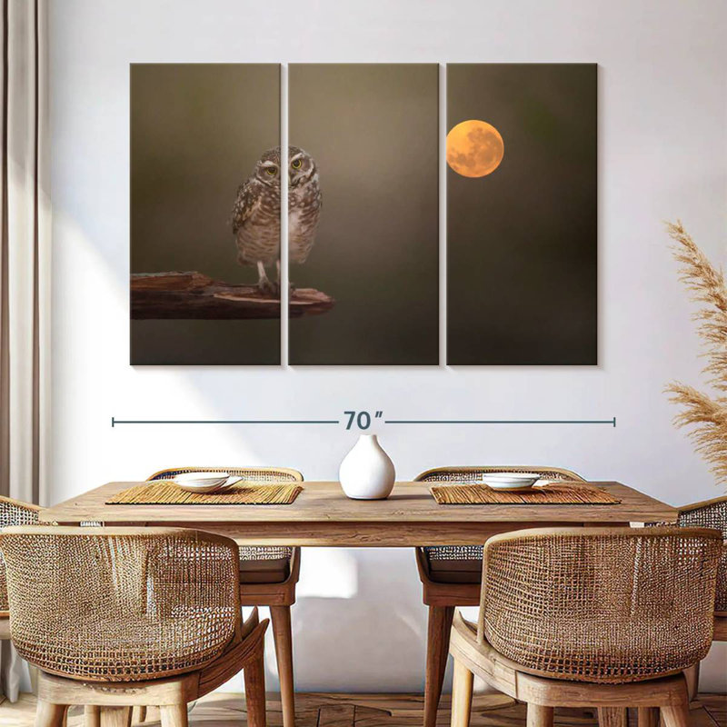 Hibou Brampt sous la lune, H 42 po x l 65 po
