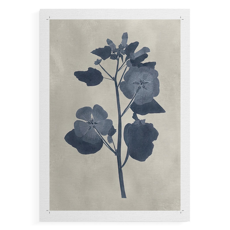 Fleurs pressées bleu marine - Impression sur toile seulement - NON-CADRE, H 18 po x l 12 po