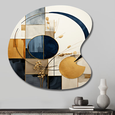 Organique, géométrie minimaliste bleu marine II - art mural asymétrique moderne en forme de goutte géométrique