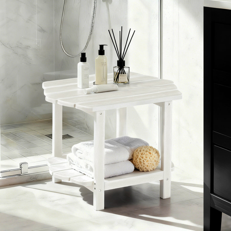 Table d'appoint de patio en PEHD Maynerd l 24 po à deux niveaux, Blanc