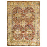 Hand Knotted Wool Area Rug in Red And Green
