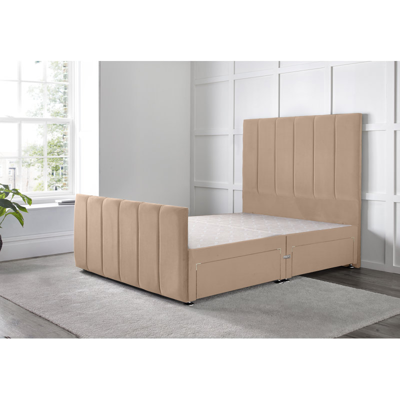 Cadebrooke Divan Bed with 54" Floorstanding Headboard, Mink, Double (4'6), 2 Right Drawers