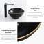 Lavabo de salle de bain ovale en céramique noire 16,3 "x 13,4" avec garniture dorée Davivy