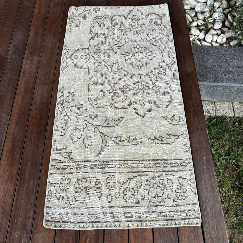 Hand-Knotted Turkish Oushak Rug in Small Size with Brown Anatolian Designs Perfect for Various Spaces