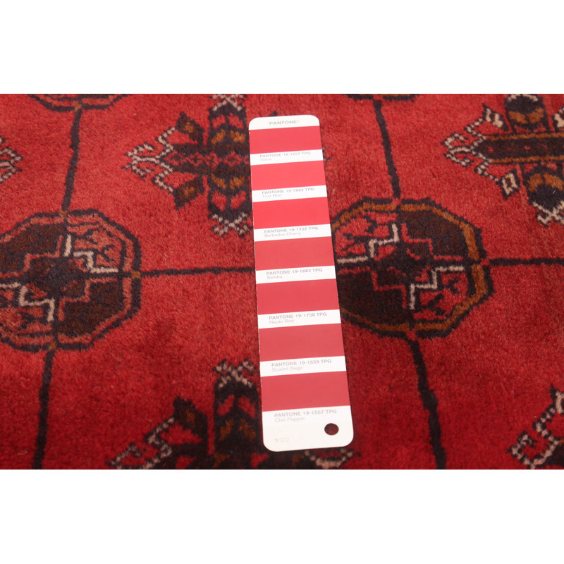 Tapis rouge noué à la main 3 pi 8 po x 6 pi 4 po Teimani
