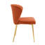 Chaise de salle à manger moderne en velours capitonné à oreilles orange avec pieds en métal-677047