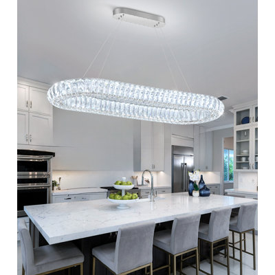 Lustre ovale moderne en cristal