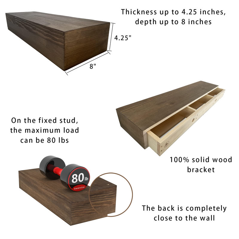 Garym Solid Wood Floating Shelf