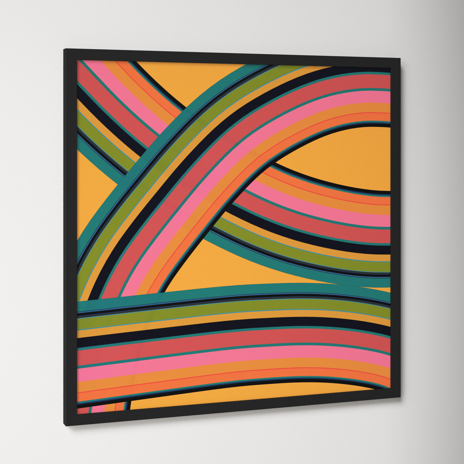 Twist Series I Fiesta Twist by Jacques Pilon - Picture Frame Graphic Art, 36" H x 36" W x 1.25" D, Black