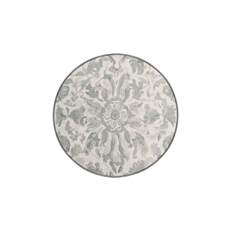 Tapis gris soyeux et moelleux, Rond 4 pi