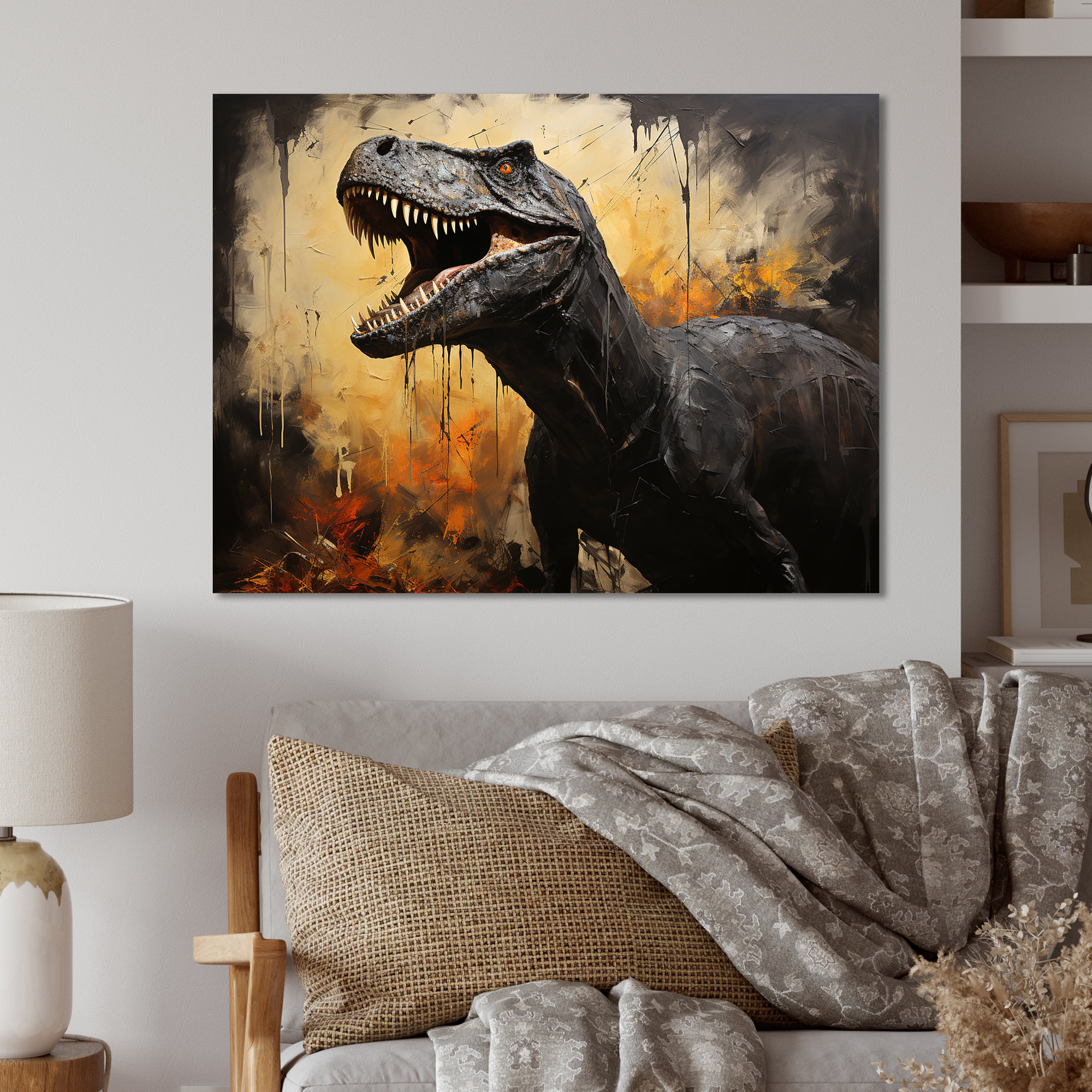 Bungalow Rose Vintage Jurassic Trex Portrait II - Dinosaurmetal Wall ...