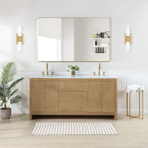 Hokku Designs Amynicole 72'' Double Bathroom Vanity with Quartz Top ...