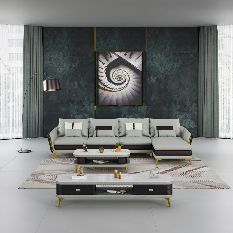 Leather Sectional, Right Hand Facing