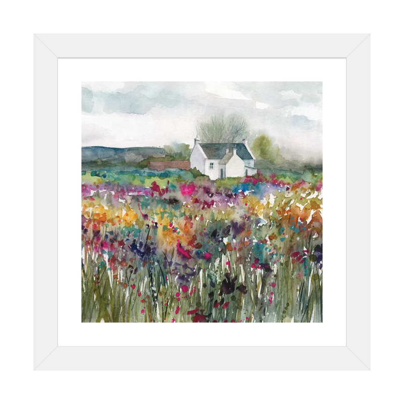 « Wildflower cottage » par Carol Robinson, reproduction d’art, Papier encadré blanc, Blanc, H 24 po x l 24 po x p 1 po