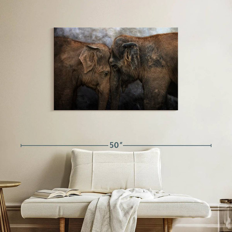 Brampt Elephant Young Love, 26" H x 39" W