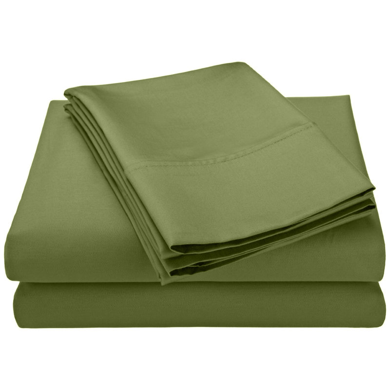 Swiss Club Rayon Sheet Set, Sage, Queen Fitted Sheet with 2 Pillowcases