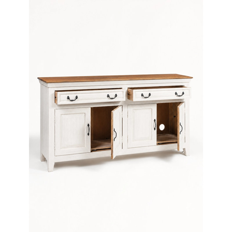 Buffet en bois massif 69 po Jamya, Blanc