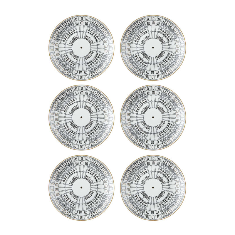 Ensemble d'assiettes à dessert élégantes (6 pièces), 100% porcelaine, 7,9 x 7,9 x 0,8 pouces | Va au lave-vaisselle, parfait pour les gâteaux, les pâtisseries et les hors-d'œuvre | Vaisselle élégante et durable pour le divertissement et l'utilisation quotidienne