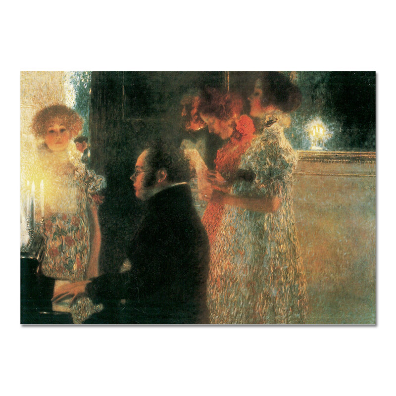 Schubert At The Piano by Gustav Klimt - No Frame Painting on Plastic / Acrylic, 95cm H x 135cm W