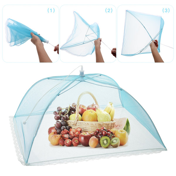 Mesh Food Cover 6pcs Large Pop-Up Mesh Screen Food Cover Tent Umbrella Reusable and Collapsible Outdoor Picnic Food Covers Mesh Food Cover Net, Size