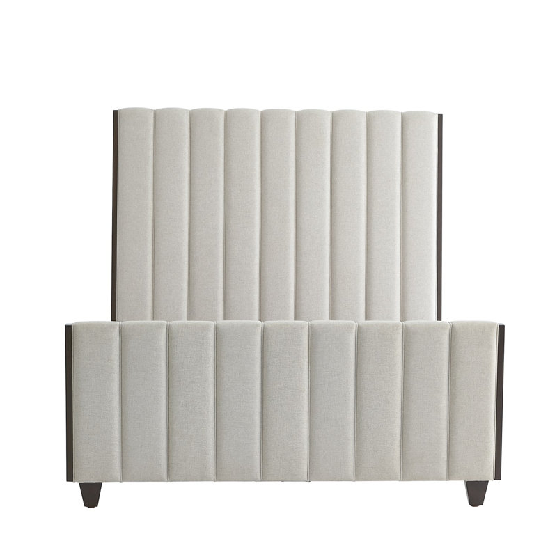 Channel Upholstered Bed, King, Light Gray