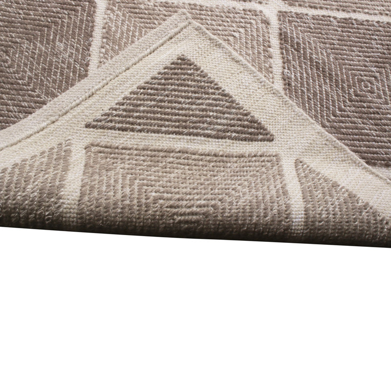 Rug & Kilim’S Scandinavian-Inspired Morocco Diamond Beige-Brown Natural Wool Rug, Rectangle 12' x 18'