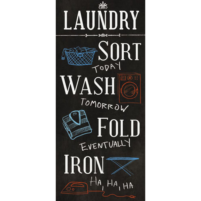 Laundry Days - Textual Art Print, Black Floater Framed, 46cm H x 30cm W