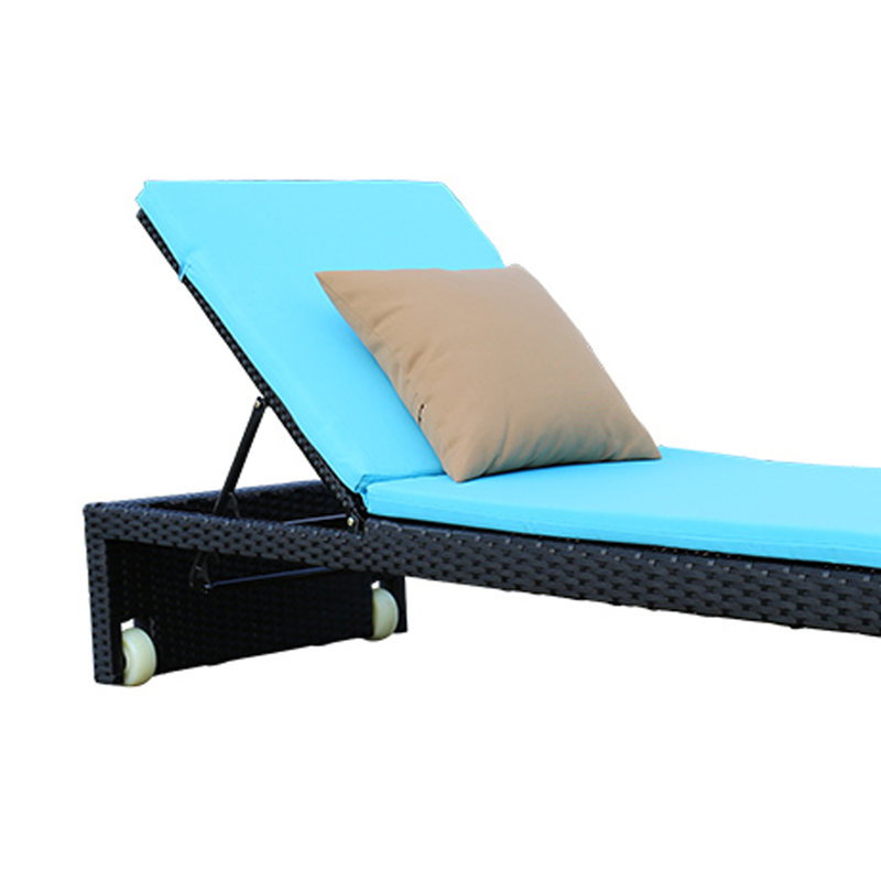 Outdoor Pool Leisure Beach Lounge Chair, Blue, Black