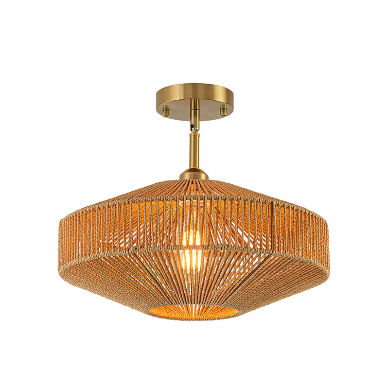 Plafonnier semi-encastré géométrique tissé 1 lumière Boho 