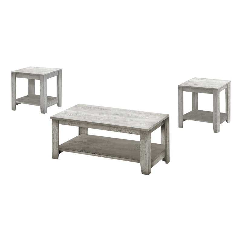 Ensemble de table, ensemble de 3 pièces, café, bout, côté, décor, salon, stratifié gris, transitionnel