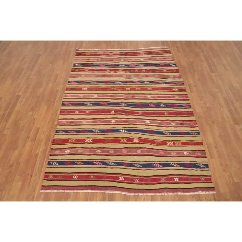Tapis rayé en laine 6 x 8