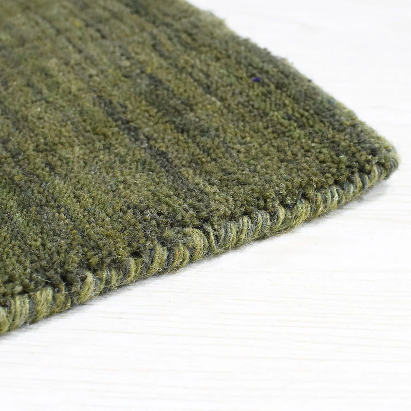 Hand Knotted Loom Wool Eco-Friendly Area Rugs - Green Color, Contemporary Modern Design, High Pile Thick Handmade Anti Skid Area Rugs for Living Room, Bed Room