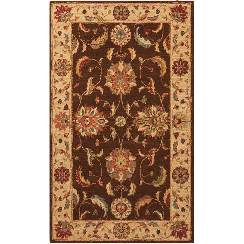 Tapis brun traditionnel Jessika, Rectangle 2 pi 6 po x 4 pi 3 po