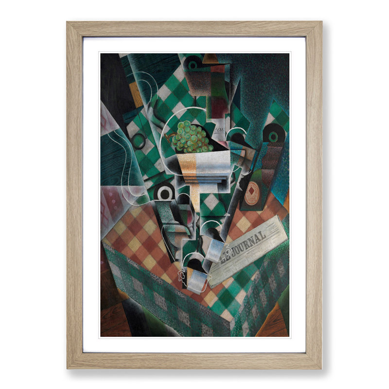 Checked Tablecloth by Juan Gris - Picture Frame Graphic Art, 36cm H x 27cm W x 2cm D, Oak Framed