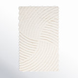 Abriel Abstract Handmade Wool Area Rug in Ivory