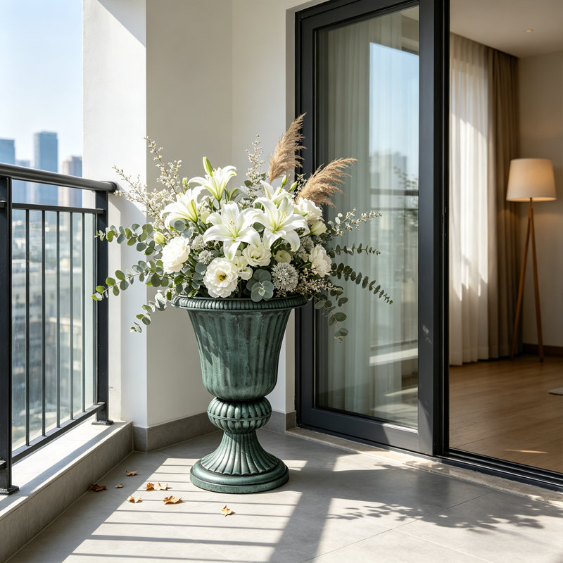 Urne pot de fleurs pot de fleur intérieur / extérieur pot de mariage pot de mariage, Vert, 1