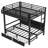Full over Full Metal Bunk Bed with Storage Shelves & Drawers, USB Ports, LED Lights, Convertible Sofa Bed, Black-1049762621-1049762622