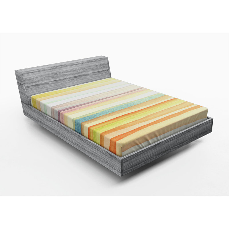 Microfiber Striped Fitted Sheet, Full Fitted Sheet, Pale Blue Checkered