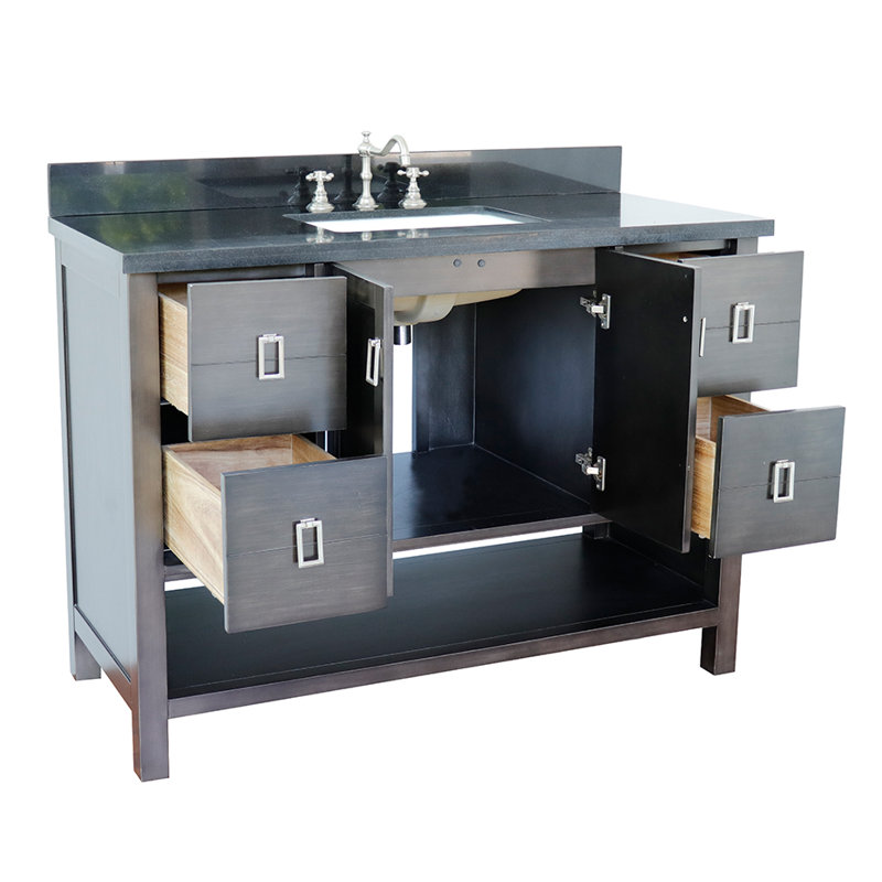 Wilhoit 49'' Single Bathroom Vanity with Top, Silvery Brown/Black Galaxy