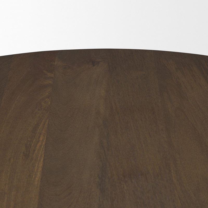 Jovani 48" Solid Light Brown Mango Wood Round Dining Table, 30"H x 48"L x 48"W, Dark Brown