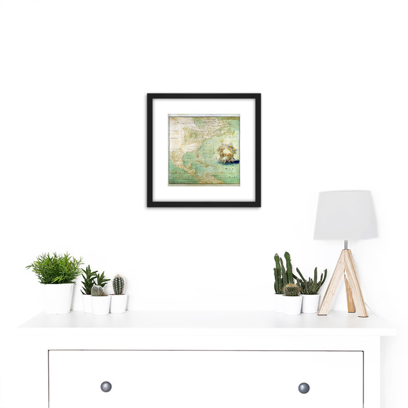 Map Bernou 1681 North Central South America Pictorial - Single Picture Frame Print